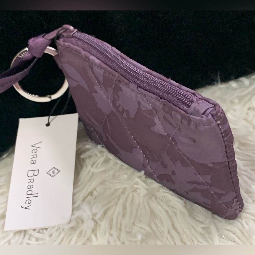 ๐ NWT Vera Bradly purple camouflage ID cardholder W ZIPPER CLOSURE - Picture 3 of 3
